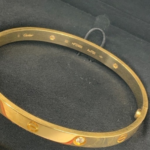 売り切れました。Cartier カルティエ　ラブブレス　4Pダイヤ　ハーフダイヤ　サイズ20 メンズ　保証書付　750YG