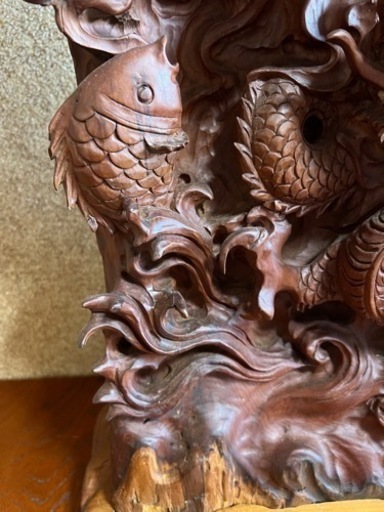 一刀彫 昇龍興龍　