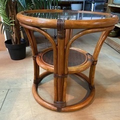 籐製品　コーヒーテーブル　Kazama   カザマ　ラタンテーブル　サイドテーブル  中古品の画像