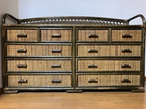 ラタンチェスト　籐タンス　ヴィンテージ家具