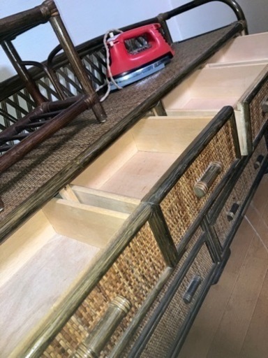 ラタンチェスト　籐タンス　ヴィンテージ家具　
