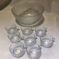 昭和　レトロ　ガラスボウルとカップセット　値下げしました‼️の画像