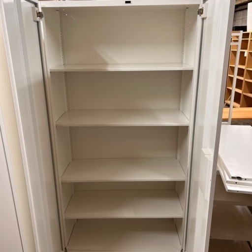 オカムラ okamura レクトライン 4B317F-ZA75 両開き書庫 ホワイト 観音開き キャビネット 棚板 5段 鍵付き ラッチ