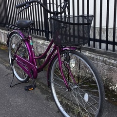 ＜整備済・美品車＞シティサイクル 26インチ自転車・パープル・変速なし 鍵付き　お掃除済みですぐ乗れます♪