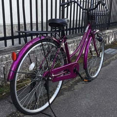 ＜整備済・美品車＞シティサイクル 26インチ自転車・パープル・変速なし 鍵付き　お掃除済みですぐ乗れます♪