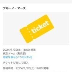 【お取引中】ブルーノマーズ LIVE 1/20(土)東京ドーム公...