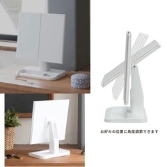 可愛いワイドな三面鏡！メイクアップミラー/鏡/メイク/折りたたみ/卓上ミラー/角度調整可能/完成品の画像