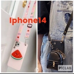 〔iPhone14〕スマホケース カードケース付き 肩掛け紐付き