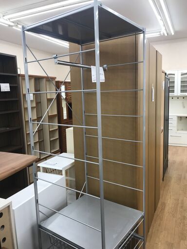 ★ジモティ割あり★  ワードローブ シルバー H92×W57×D57 クリーニング済み KJ4165