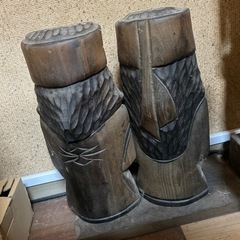 アイヌ 木彫り アジアン　バリ　民芸品 ニポポ人形 オブジェ 工芸品 ペアの画像