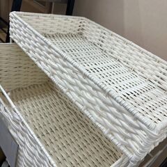 2/17 値下げ🧦オシャレ家具🧦ランドリーチェスト NITORI ニトリ🧦洗濯場 ホワイト 白 ラタン調🧦403の画像