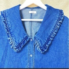 ✨LOWRYSFARM✨フリル襟 Gジャン デニムジャケット デニムシャツの画像