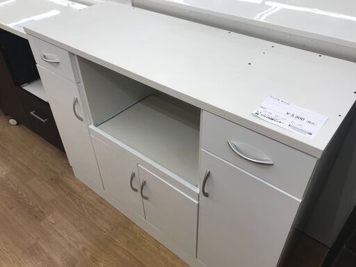 ★ジモティ割あり★  レンジ台 ホワイト H90×W120×D45 クリーニング済み KJ4181