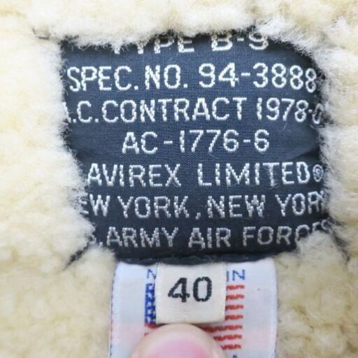 AVIREX アヴィレックス TYPE B-9 AC-1776-6 94-3888 リアルムートンレザー フライトジャケット 富岡店