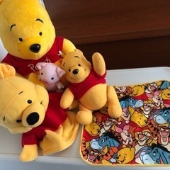 くまのプーさん　ぬいぐるみ2点&パペット1点&ハンカチ1点セット