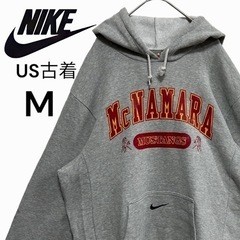 インポート古着！NIKE/ナイキ　カレッジロゴパーカー　M  グレー