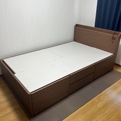 収納付きセミダブルフラットヘッドボードチェストベッドフレーム(N-ジオF WW 40M-T)  No.2581
