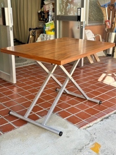 ニトリ 昇降ダイニングテーブル アクティブ ウォルナット リビング 座卓 No2596