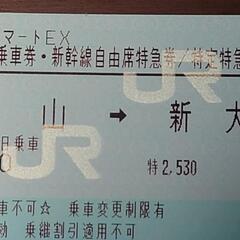 新幹線チケット　岡山 ⇒ 新大阪（1月23日乗車）
