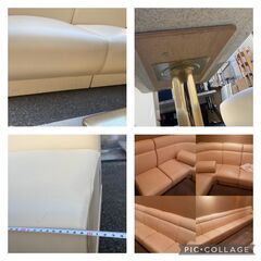 ☆中古￥23,000！4人掛けソファセット　家具　ラウンジ　クラブ　バー　スナック　ベージュ　【BA119】　の画像