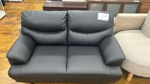 ★ジモティ割あり★  ソファ　二人掛け ブラック H84×D82×W140 クリーニング済み MT041