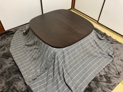【2月上旬まで】無印良品 こたつ テーブル 布団セット 正方形 本体 ダークブラウン タモ材