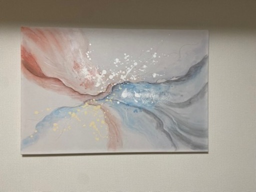 【7 CANVAS】ピンクグレー抽象画キャンバスアート