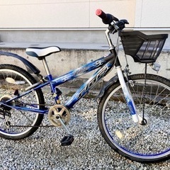 534、ジュニアマウンテンバイク24インチ青