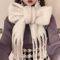 【新品未使用】GRL 起毛フェイクウールフリンジボリュームマフラー