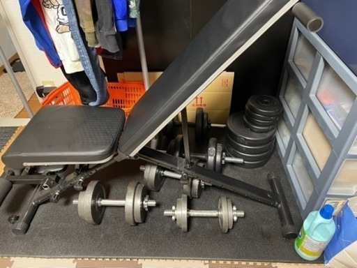 早い者勝ち！！　インクラインベンチ&ダンベル　ウエイト　重り　トレーニング　ベンチプレス