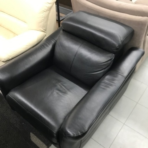 本革 電動リクライニング1pソファー