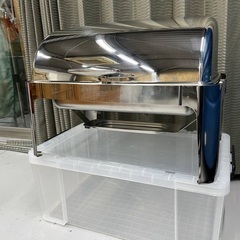 ステンレス製　角チェーフィングディッシュ　回転カバー　1/3サイズパン　電気ウォーマー付き　新品未使用の画像