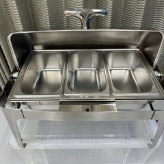 ステンレス製　角チェーフィングディッシュ　回転カバー　1/3サイズパン　電気ウォーマー付き　新品未使用の画像