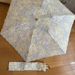 日本製日傘！レトロ綿レース日傘  イエローベージュ 折りたたみ日傘  紫外線対策の画像