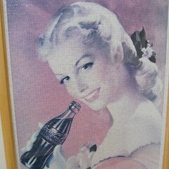 CocaCola ジグソーパズル 縦82×横44.5cm Have a Coke 額付き 女性 コカコーラ 札幌市 清田区 平岡の画像