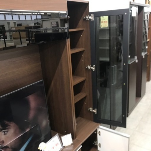 ✨表示価格より10%引き✨ゴールデンウィークSALE✨4/27〜5/8まで！ ハイタイプTVボード2点セット　※上の棚開けたままで止まらないです。