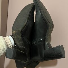 黒ロングレザーブーツ　　ヒール7.5cm 　ブーツ長さ43cmの画像
