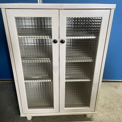 値下げ【美品】スイートデコレーション 食器棚 白系 お洒落 ガラ...