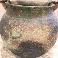 ■10663■大きい壺　置物　花器　花瓶　陶器　カメ　メダカ　庭の画像
