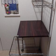 スチールラック  木製天板 レンジ台 電子レンジ台ラックの画像