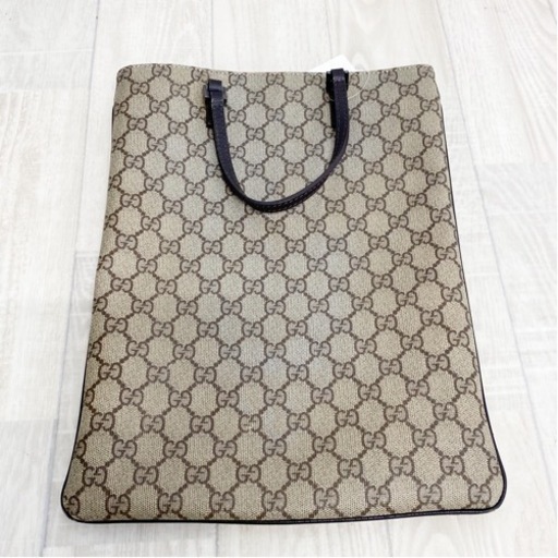 GUCCI GGスプリーム PVCxレザー トートバッグ