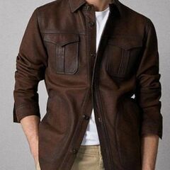 ワックスド羊革シャツ襟ショートコート Waxed Sheep L...