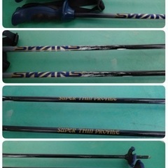 ● G) SWANS SUPER THIN PROFILE 1062・96 JAPAN スワンズ 軽量 227g 119cm 11~9mm  L⇄R 専用 競技  スキー ポール ストック 中古 ③の画像
