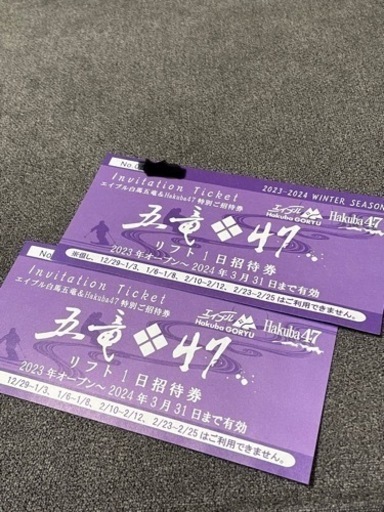 ★エイブル白馬五竜　Hakuba47 リフト1日招待券 2枚セット★