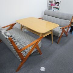 千鳥柄 ソファー＆テーブルセット ／ （おしゃれ家具 インテリア 応接セット オフィス オフィス家具） 