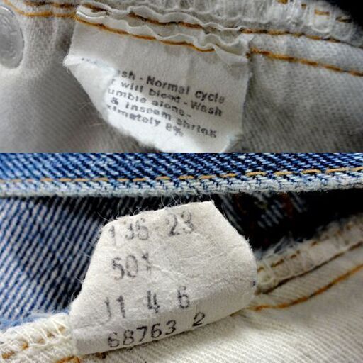 LEVI'S 501 66前期 紙パッチ ポケット裏：シングル カットオフ ショートパンツ 赤タブ スモールe 1974年11月製造 