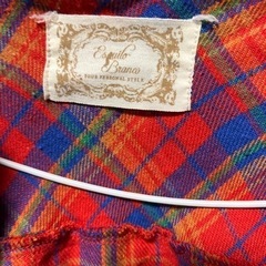 赤いチェックの服の画像