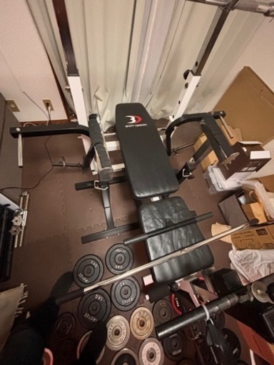 ボディデザインマルチベンチプレスセット　バーベルシャフト付き　プレート90Kg付き　近くなら配送相談