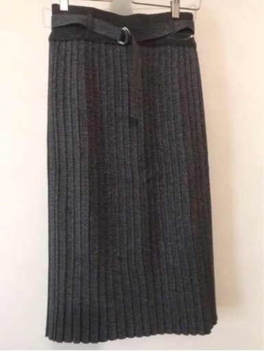 新品☆ニットスカート・プリーツスカート・ロングスカート・PJ・グレー・サイズS