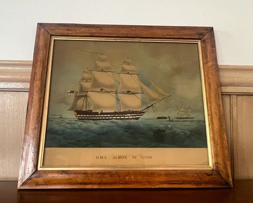 イギリス製グラスペインティング⑤　ヨットC　額入り　絵画 イギリス製グラスペインティング⑤ ヨット 52.5×46cm 額入り 絵画